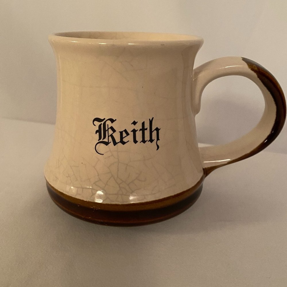 Keith Mug, 3 5/8 tall, crackle finish cream brown